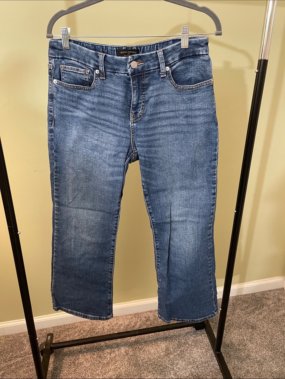 Banana Republic Blue Cropped Straight-Leg Jeans